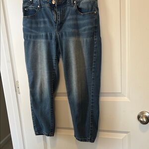 Tahari Classic Blue Women's Jeans Size 12 /31 Capri stretch thin jeans